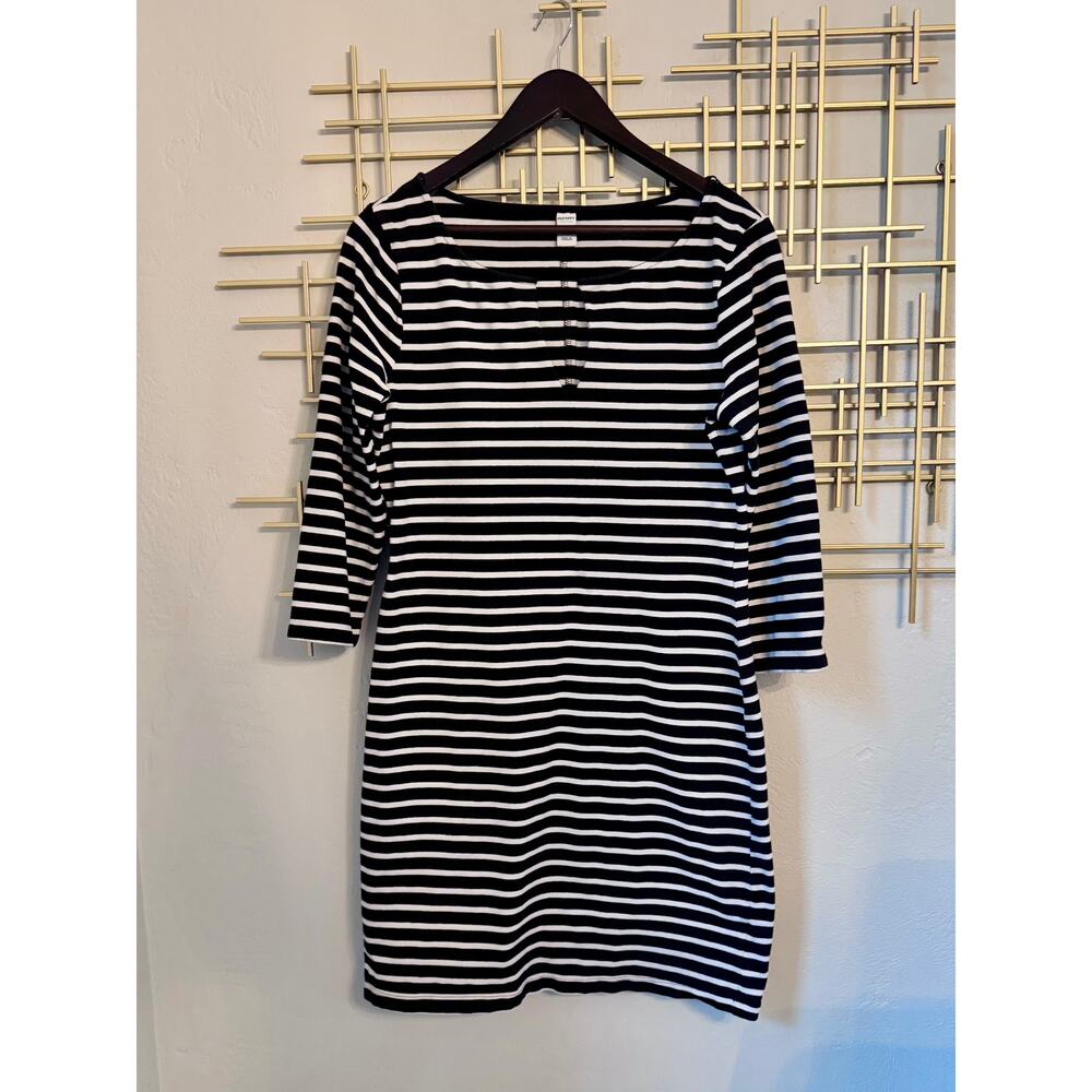Old Navy Black White Striped Dress Medium